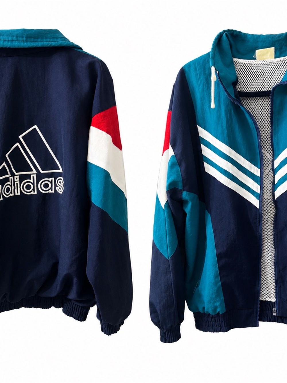 Adidas Navy & Teal Colorblock Track Jacket